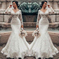 Bridal Lace Mermaid Wedding Dress With Long Sleeves On Sale