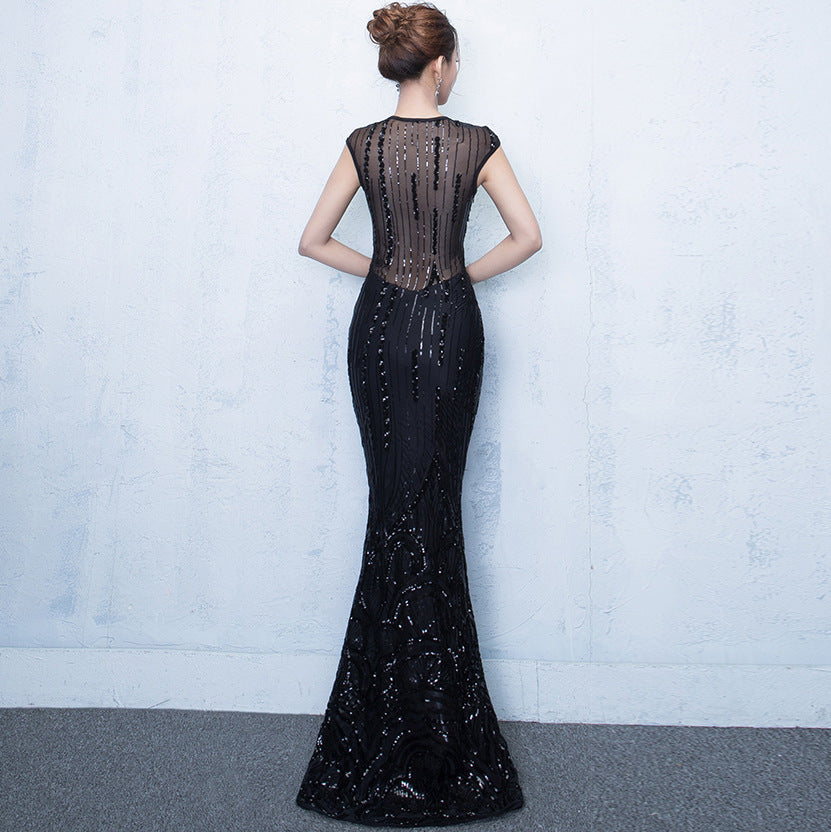 Banquet Evening Dress: Elegant Slim-Fit Fish Tail for Women, Perfect for Autumn/Winter Annual Meetings