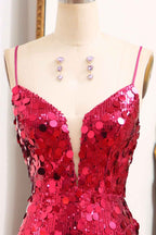 Sparkly Purple Mermaid Sequin Long Prom Dress Spaghetti Straps