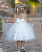Lace Ball Gown Knee Length First Communion Flower Girl Dress