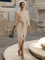 Evening Dress High Grade Satin Dress Elegant Women Clothing Lace up Dress