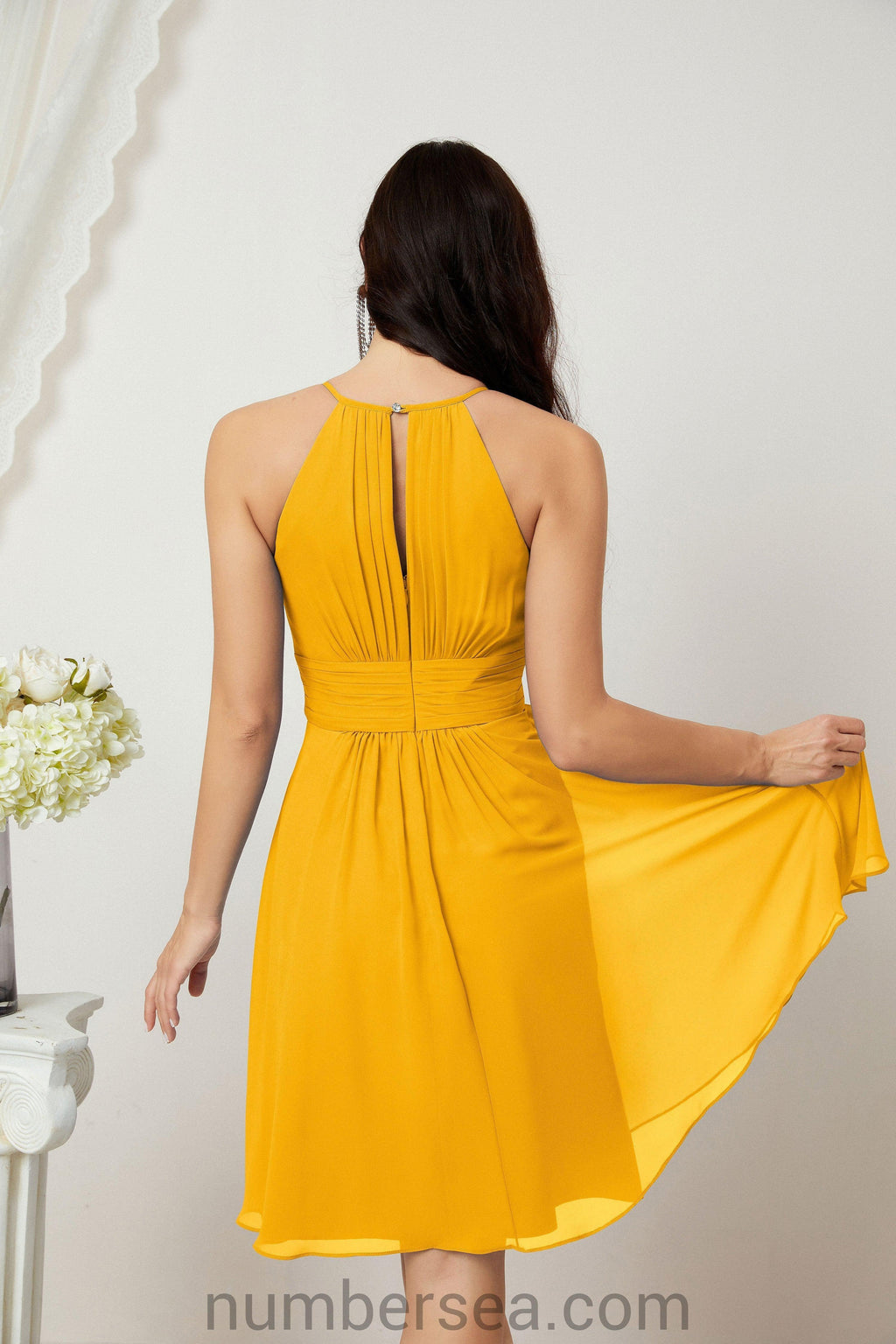 Robe de soirée formelle pour bal de fin d'études ou cocktail Halter 28011