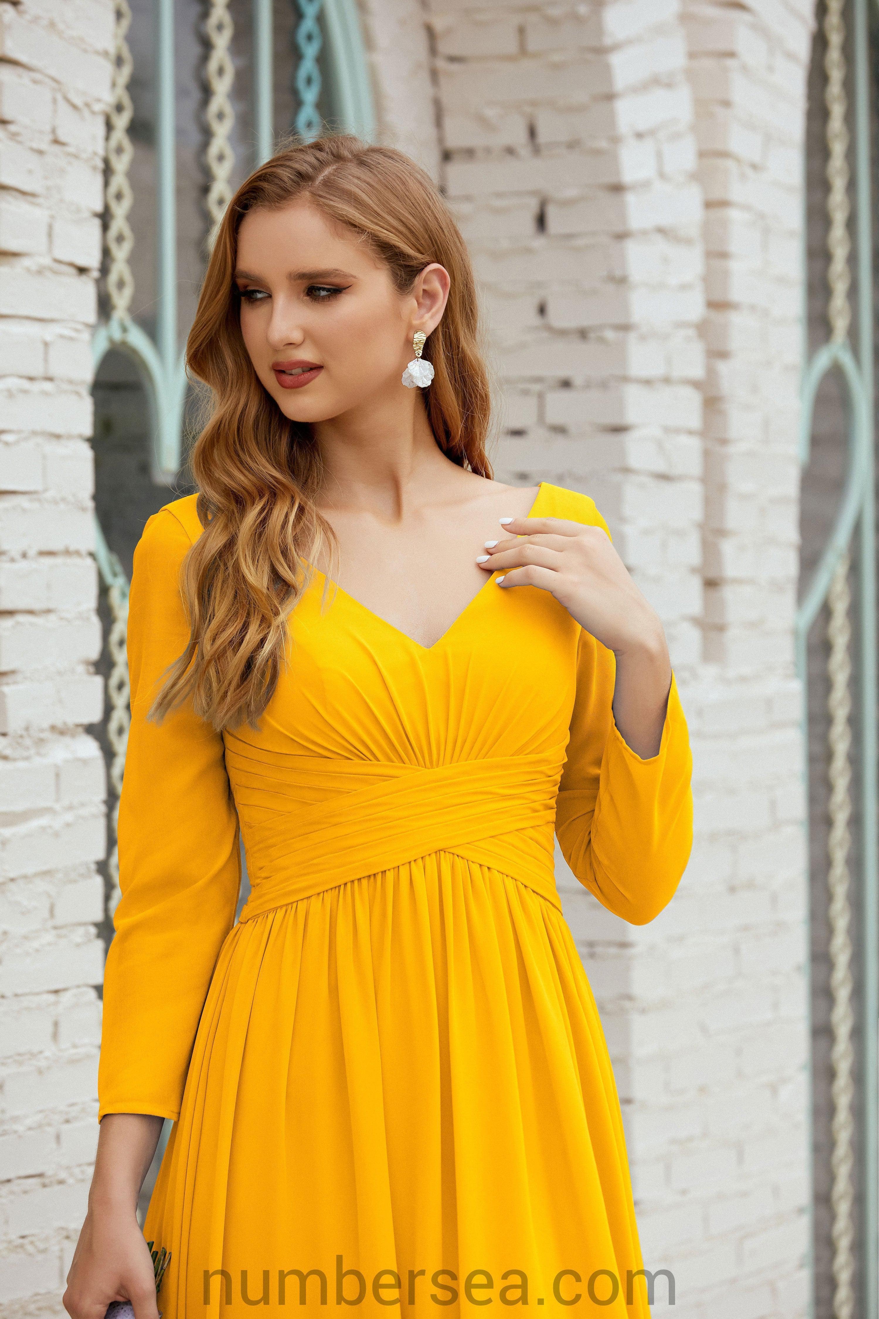 Abito da damigella Numbersea in chiffon, abito formale per festa, abito da sera 28016