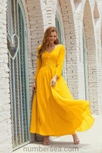 Abito da damigella Numbersea in chiffon, abito formale per festa, abito da sera 28016