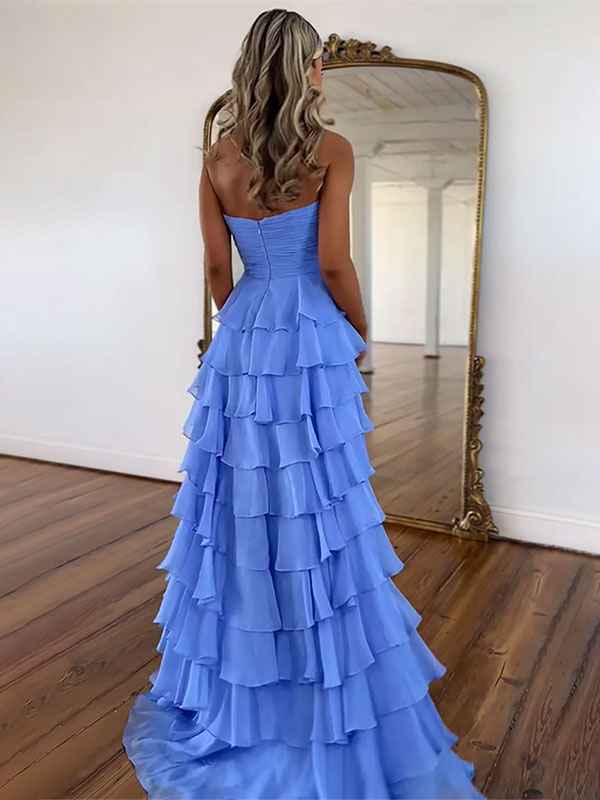 Fuchsia Plaited Sweetheart Satin Mermaid Prom Dress With Cutout