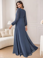 Elegant Floor Length A Line Princess V Neck Mother Of The Bride Dress Embroidery