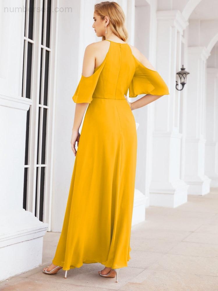 Robe de demoiselle d'honneur asymétrique, robe de soirée longue formelle ligne A 28074