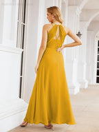 Numbersea Robes de demoiselle d'honneur pour femmes à bretelles doubles spaghetti Robe longue de soirée formelle fendue sur le côté 28051