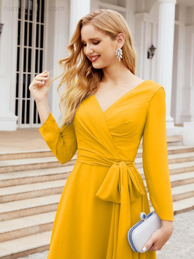 Bridesmaid Dress V-Back Waist Belt Mother of the Bride Wedding Guest SY28031