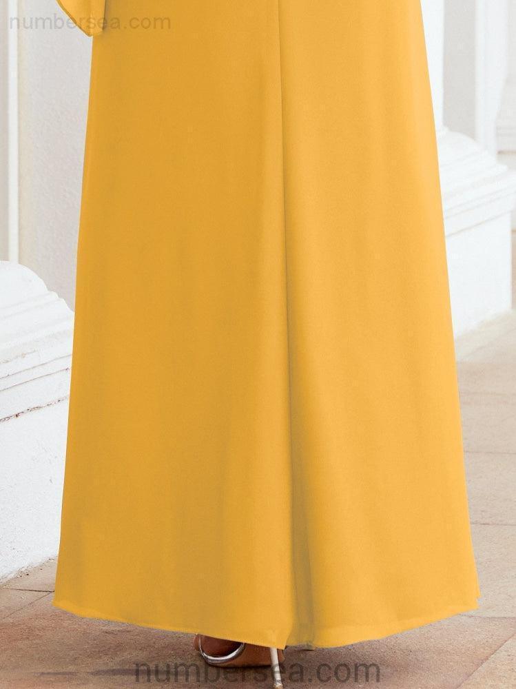 Robe de soirée formelle longue pour mère de la mariée avec cape à volants 28026