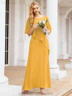 Robe de soirée formelle longue pour mère de la mariée avec cape à volants 28026