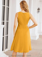Vestidos para a Mãe da Noiva Vestido de Baile de Finalistas Vestido Casual Pregueado 28065