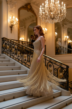 Spaghetti Straps Sleeveless Long Prom Dress Beading Tassel Custom Made