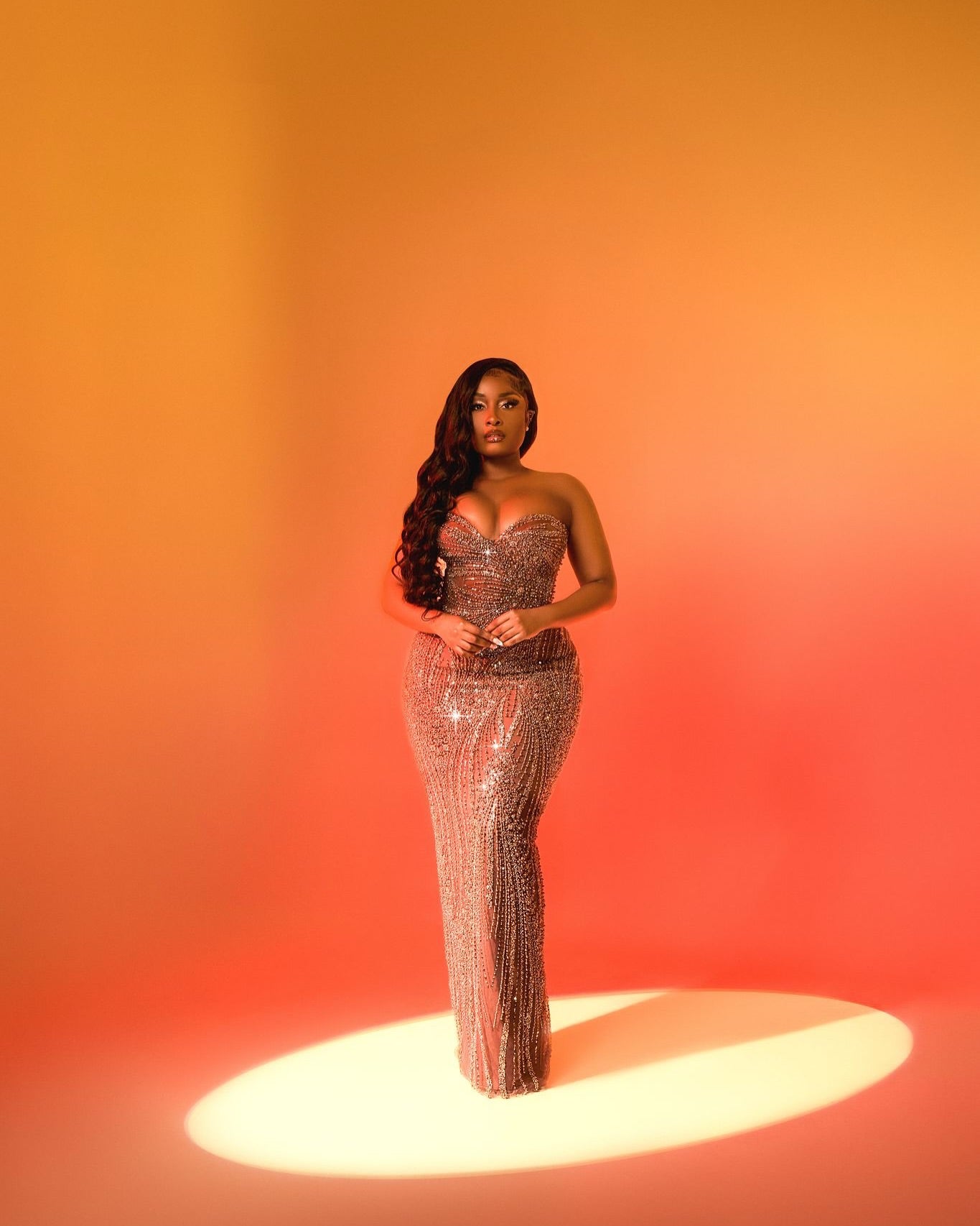 Rose Gold Radiance Hand Beaded Mermaid Evening Gown With Sweetheart Neckline