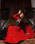 Deep Military Green Prom Dress With African Geometric Embroidery And Asymmetric