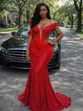 Scarlet Empress 3D Sculptural Beaded Mermaid Gown In Power Red