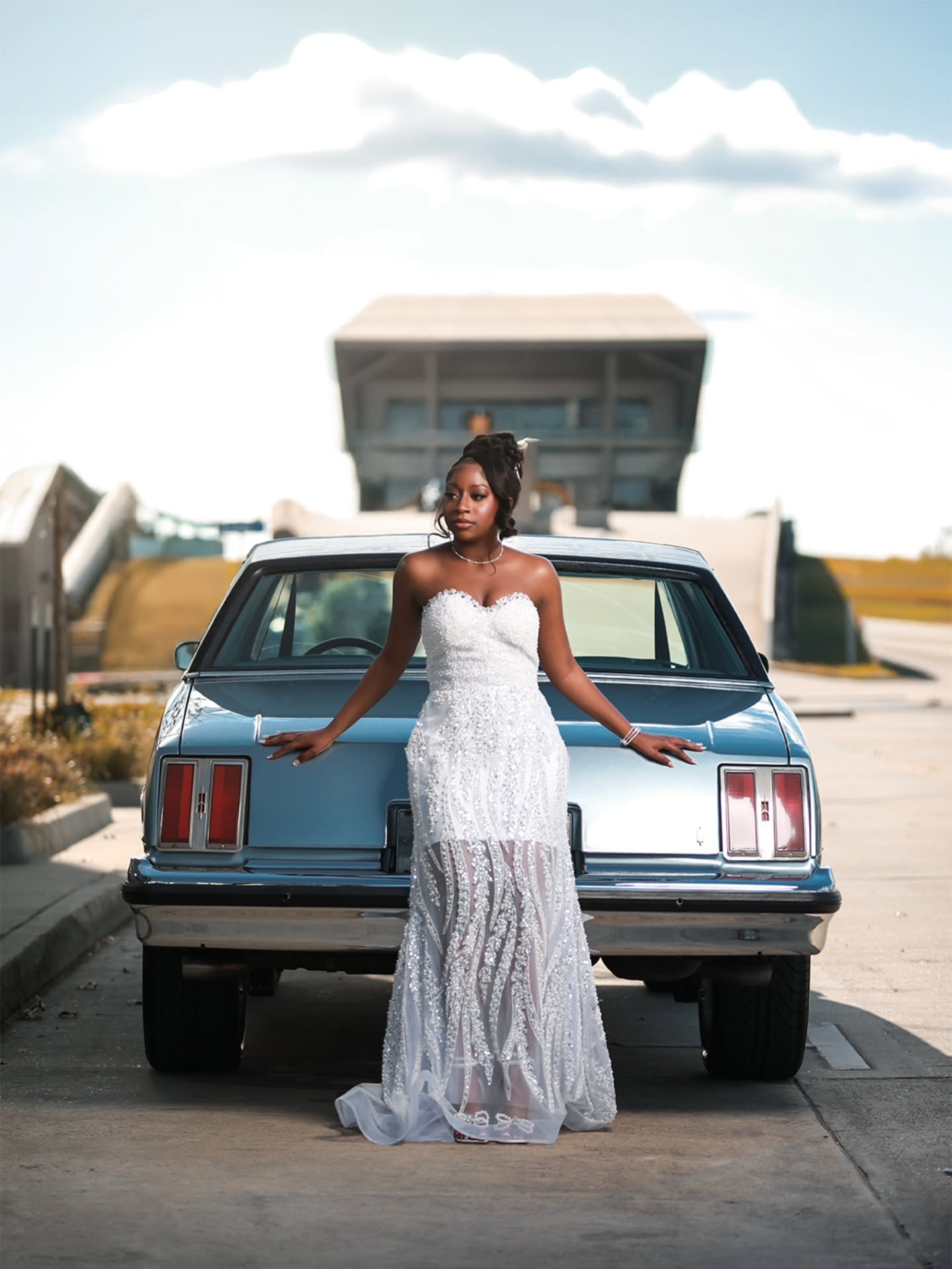 White Strapless Beaded Silver Sequin Wave Mermaid Prom Dress Sheer Mesh Skirt