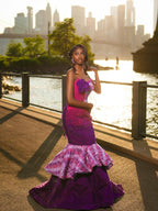 Magenta And Royal Purple Mermaid Prom Dress With Heritage Inspired Ruffle