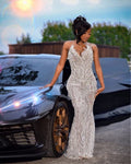 Diamond Dream 2026 Silver Crystal Pearl Beaded Mermaid Gown Sweetheart Neckline
