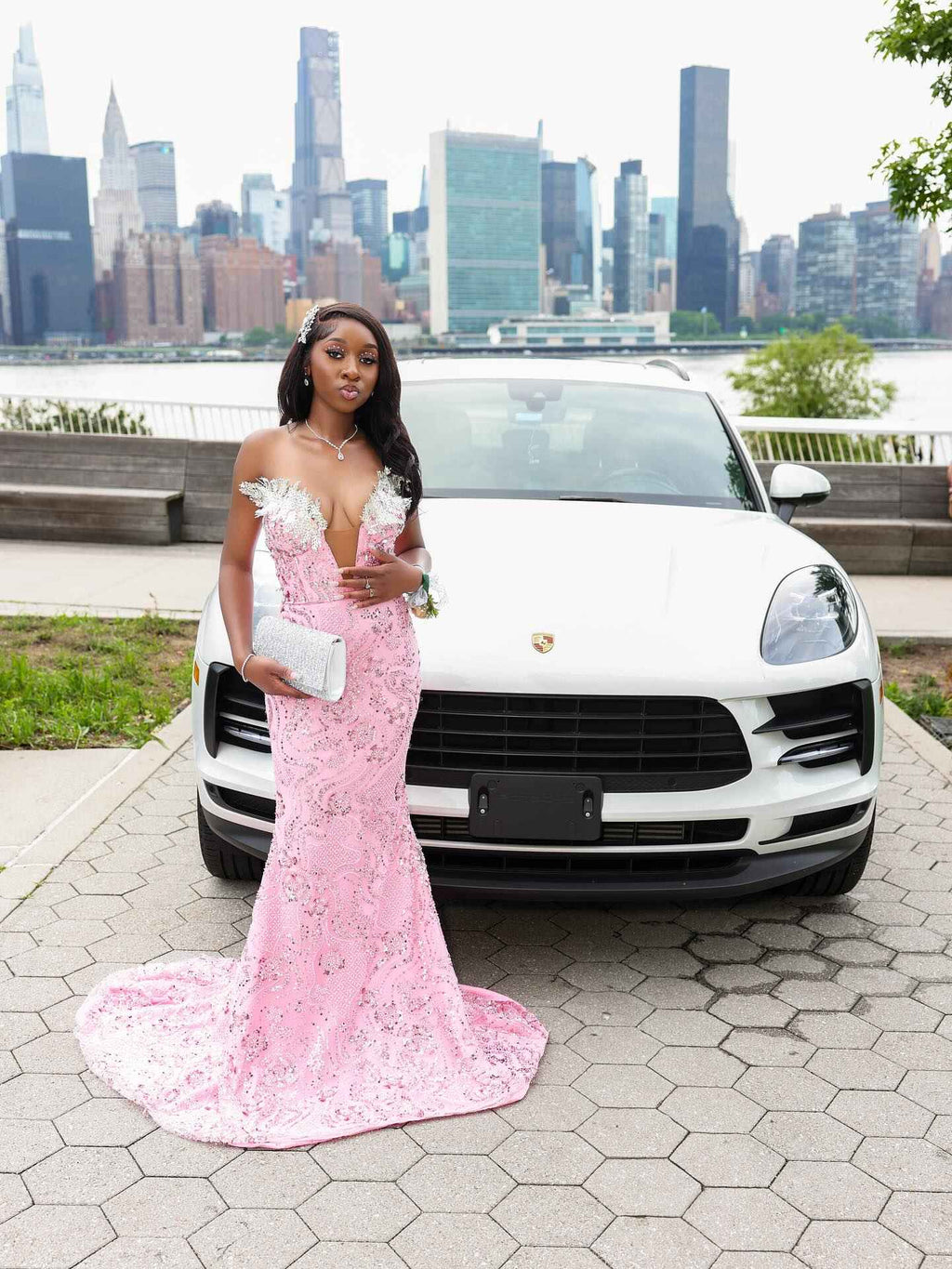 Blush Pink Off Shoulder Beaded Mermaid Gown With Appliques Cathedral Train