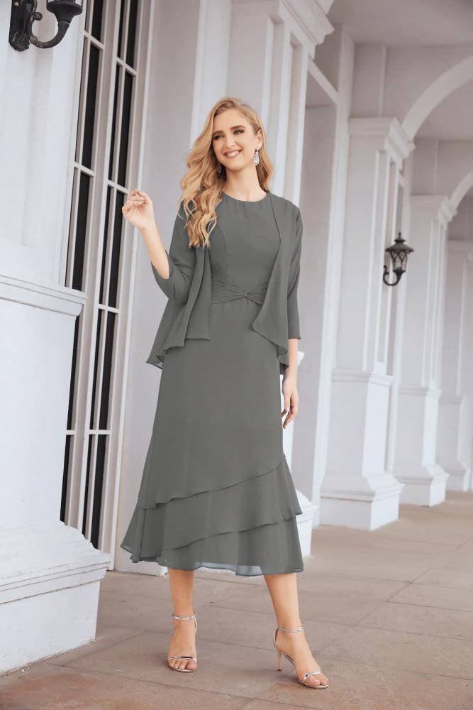 Vestido de Noiva de Duas Peças em Linha A para a Mãe da Noiva Vestido de Festa Formal 28072