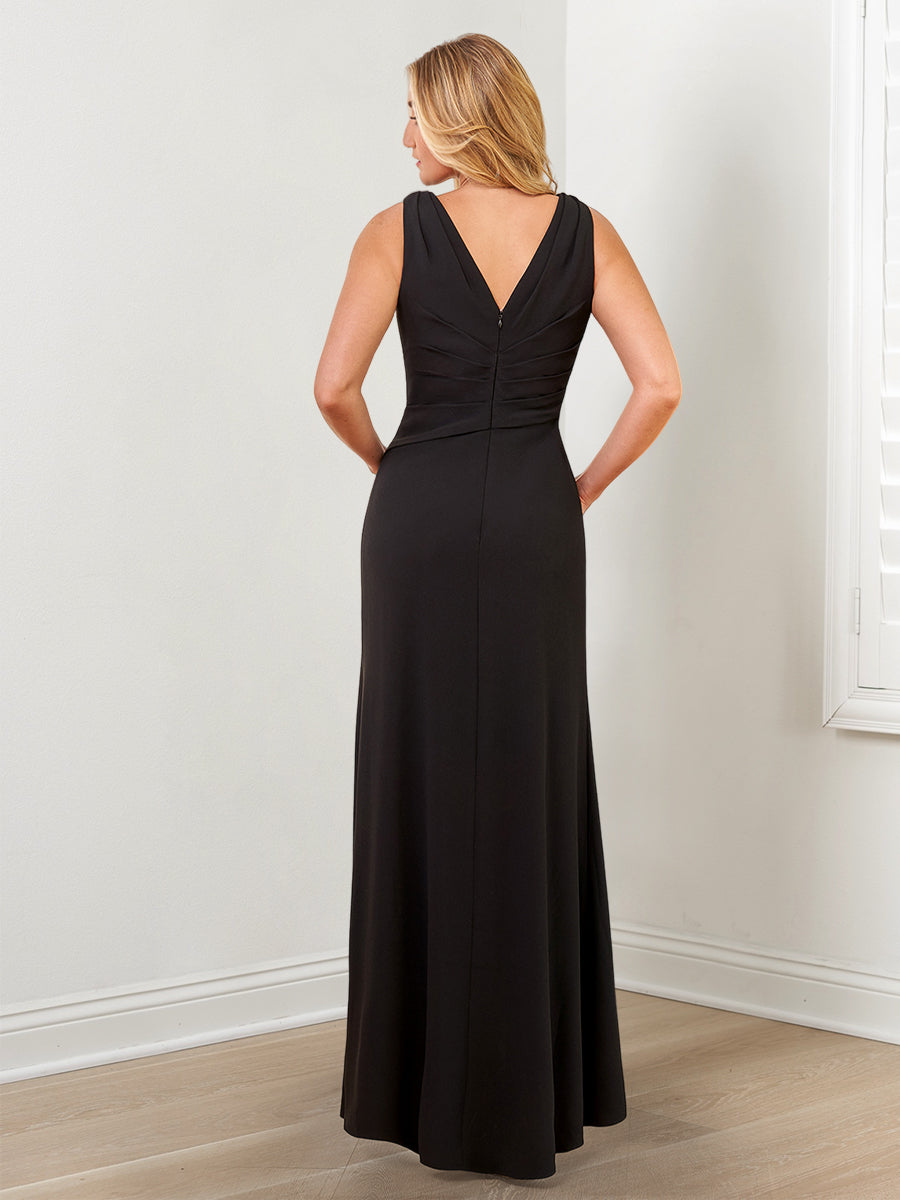 V Neck Mother Of The Bride Dresses With Side Split Wraps