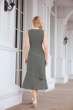 Robe de mariage de la mère de la mariée en deux pièces, ligne A, pour cérémonie et soirée formelle, modèle 28072