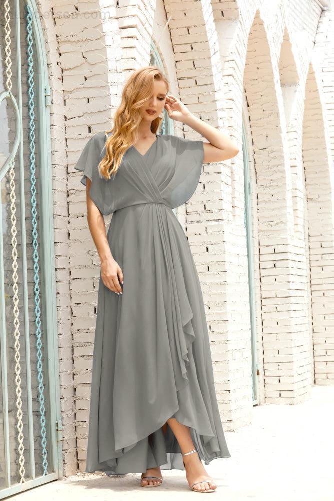 Robe de la Mère de la Mariée Grande Taille Col en V Longueur Solennelle Robe de Bal Formelle pour Invité de Mariage 28020