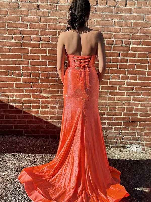 Light Yellow Mermaid Strapless Beaded Prom Dress With Keyholes