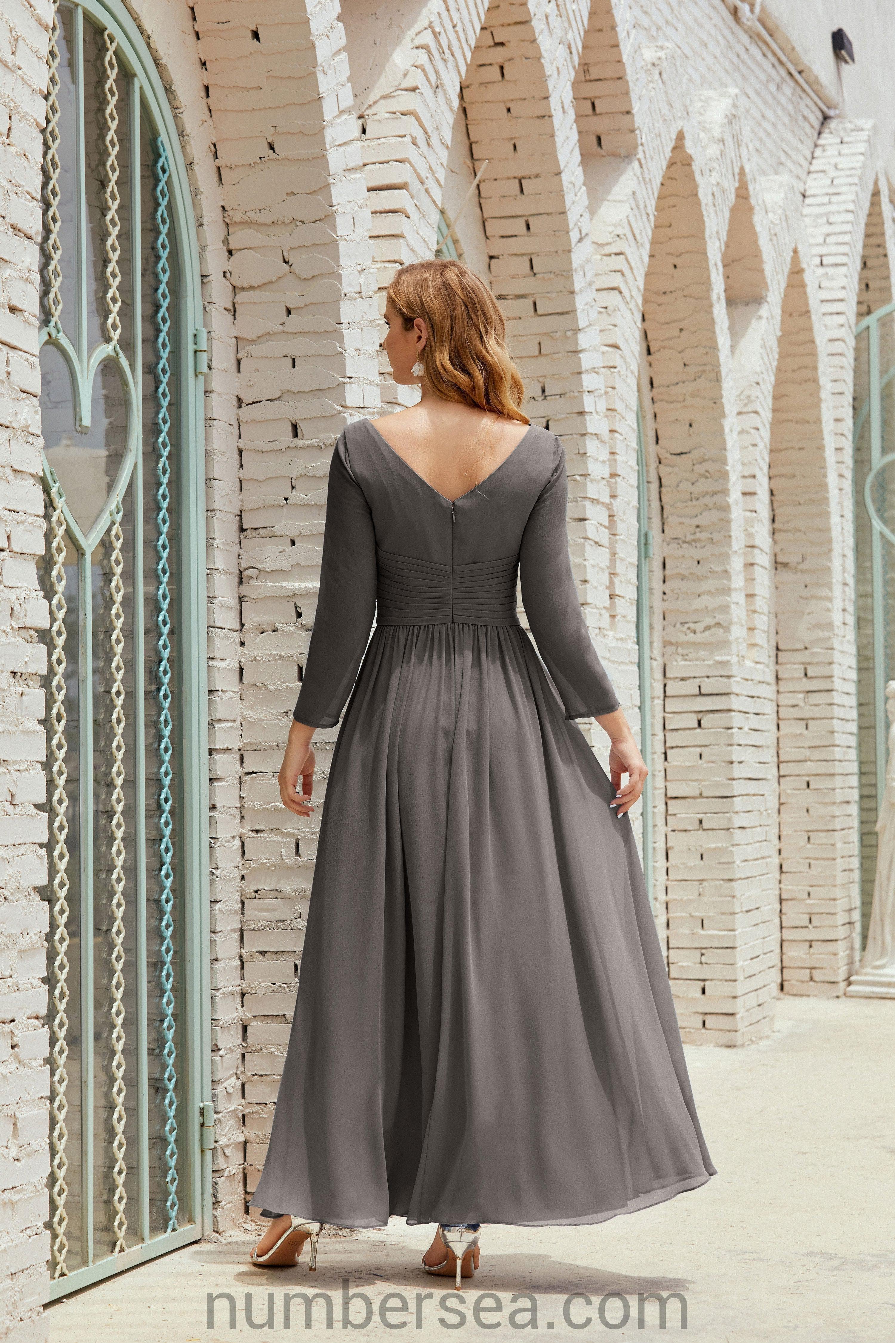 Abito da damigella Numbersea in chiffon, abito formale per festa, abito da sera 28016