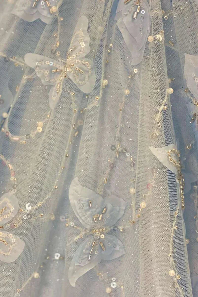 A Line Off the Shoulder Satin Lace Prom Dress