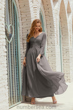 Abito da damigella Numbersea in chiffon, abito formale per festa, abito da sera 28016