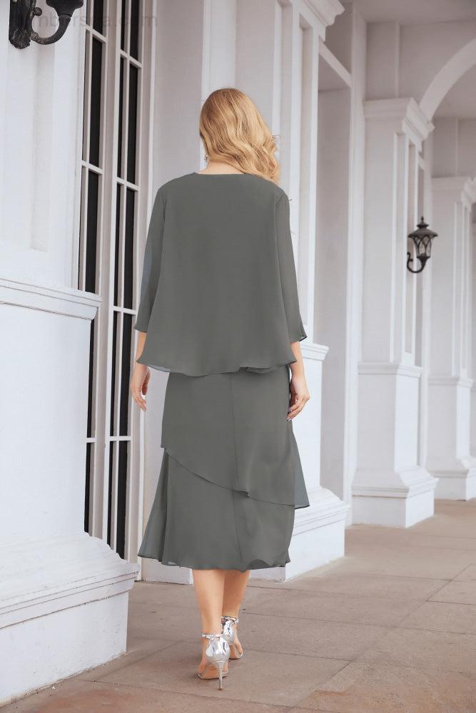 Robe de mariage de la mère de la mariée en deux pièces, ligne A, pour cérémonie et soirée formelle, modèle 28072