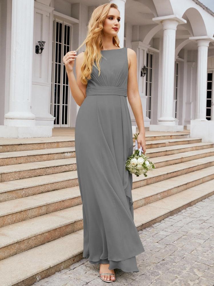 Abiti da damigella Numbersea per matrimonio con volant, lunghi, formali, da ballo 28039