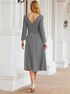 Bridesmaid Dress V-Back Waist Belt Mother of the Bride Wedding Guest SY28031