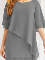 Robe de soirée formelle longue pour mère de la mariée avec cape à volants 28026