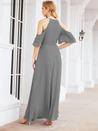 Robe de demoiselle d'honneur asymétrique, robe de soirée longue formelle ligne A 28074