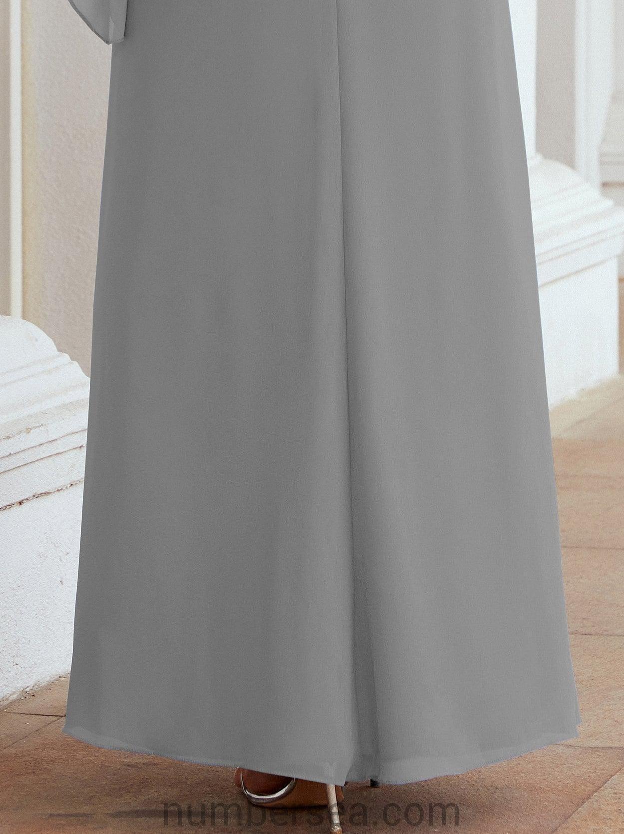Robe de soirée formelle longue pour mère de la mariée avec cape à volants 28026