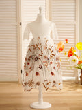 Boho Tulle Flower Girl Dress A Line Scoop Neck Short Sleeve