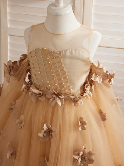 Robe de bal princesse à fleurs 3D pour fille 