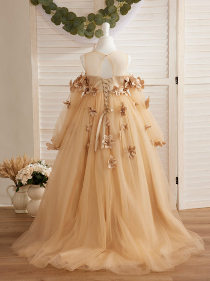 Robe de bal princesse à fleurs 3D pour fille 