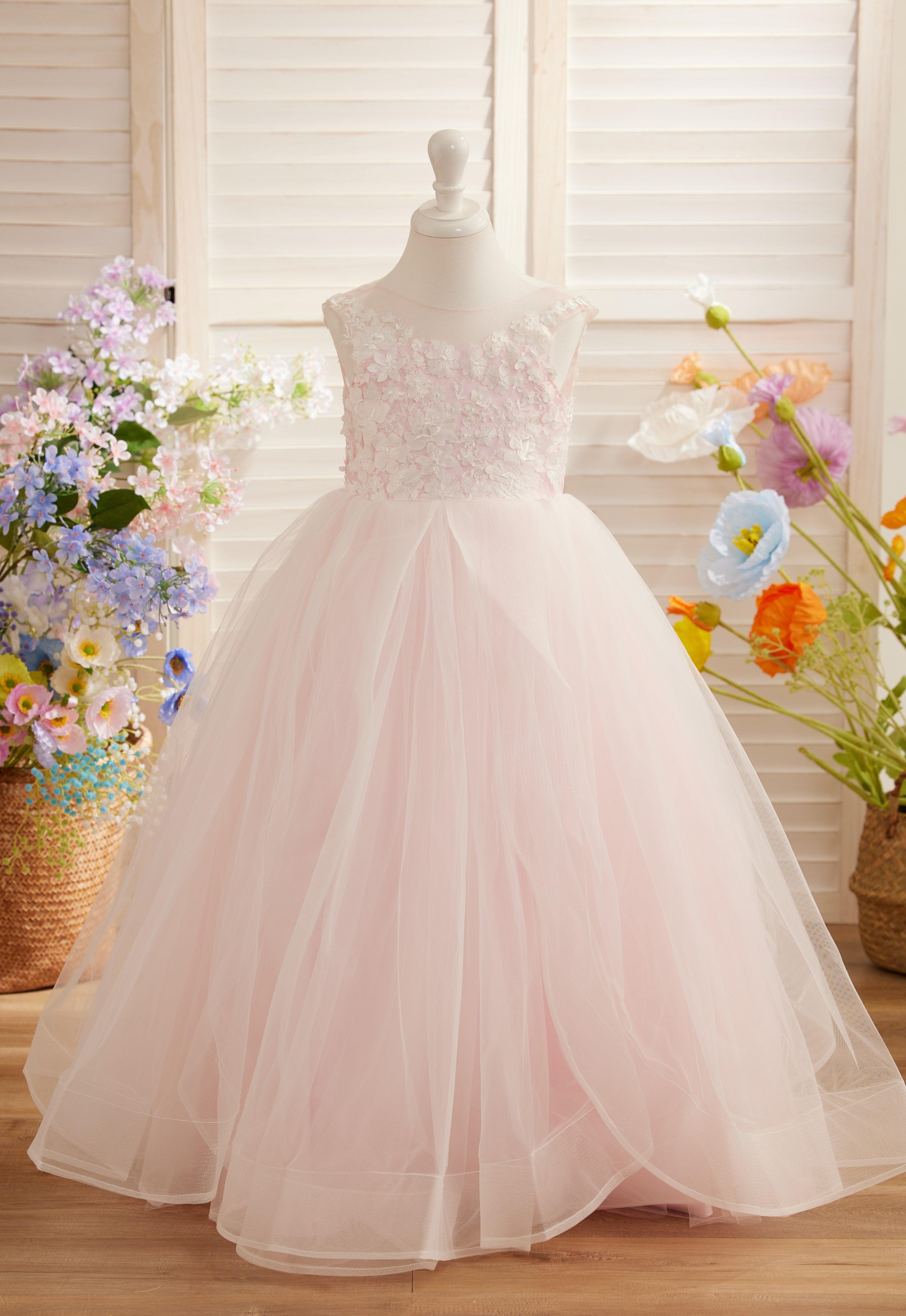 Elegant Sleeveless Lace And Tulle Princess Flower Girl Dress Floor Length