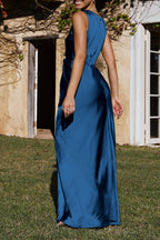 Sexy Formal Solid Fold V Neck Evening Dress Dresses(4 Colors)