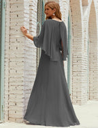 Abito da Damigella Donna Manica Lunga Scollatura a V Chiffon Abito da Cerimonia Matrimonio Festa 28018