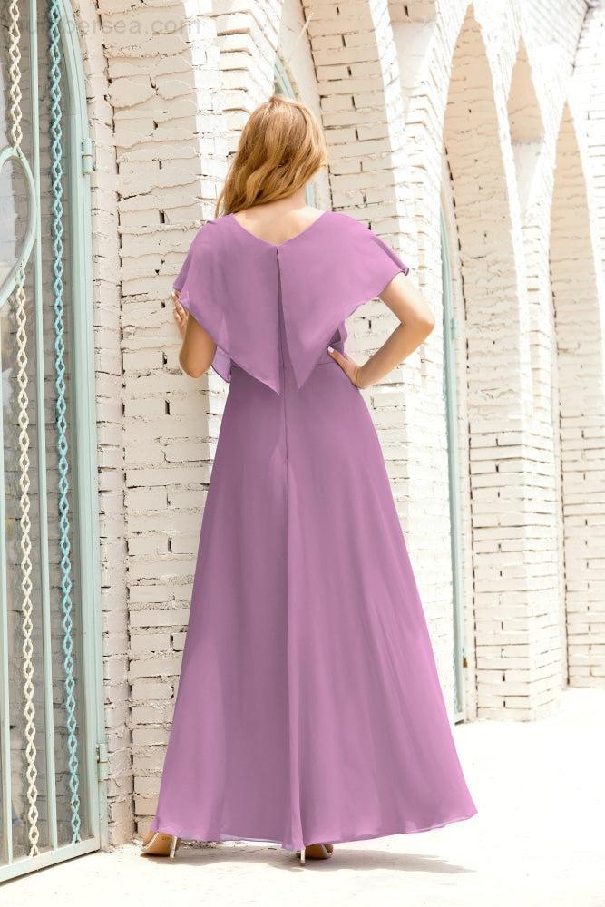 Robe de la Mère de la Mariée Grande Taille Col en V Longueur Solennelle Robe de Bal Formelle pour Invité de Mariage 28020