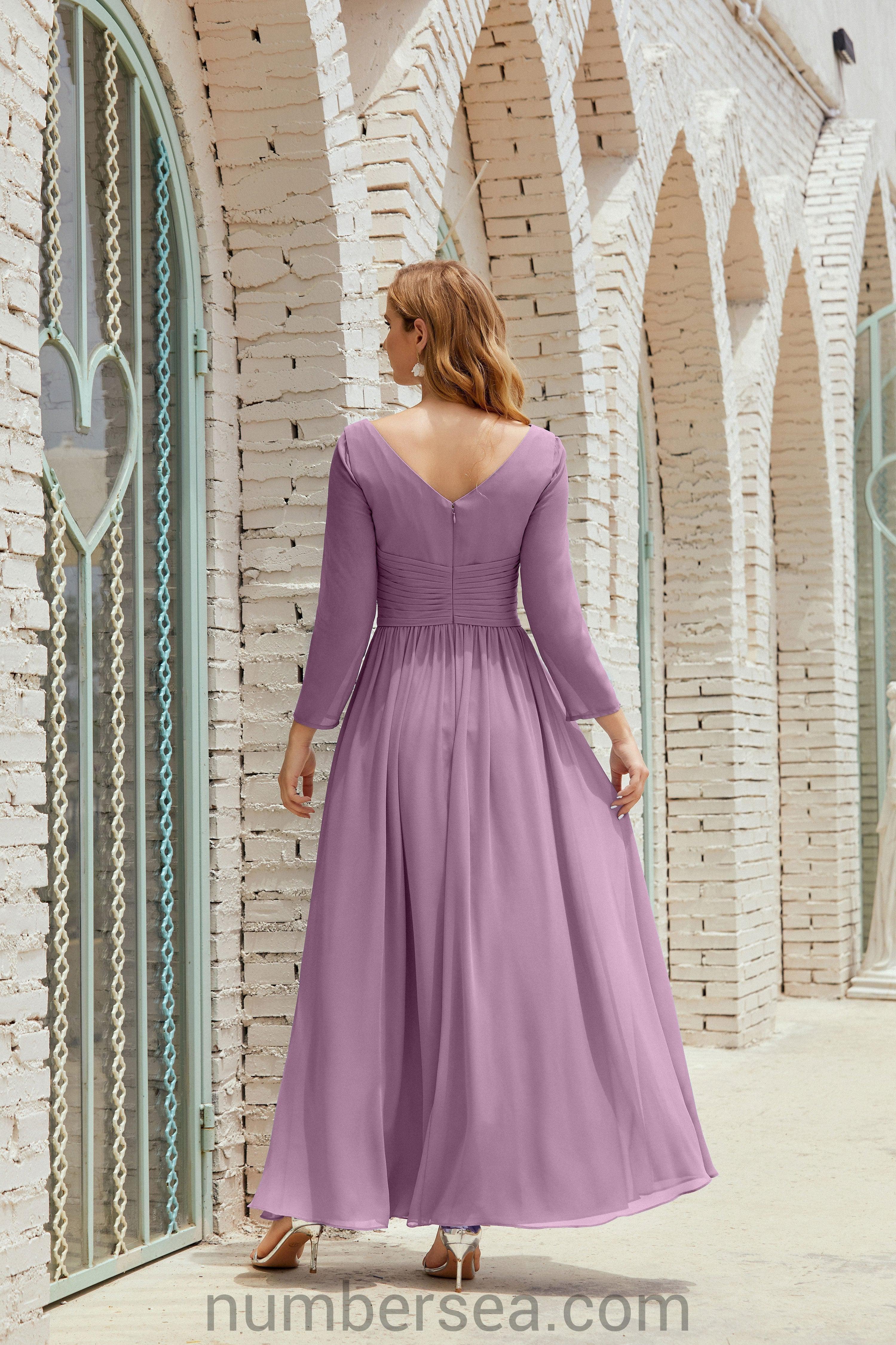 Abito da damigella Numbersea in chiffon, abito formale per festa, abito da sera 28016