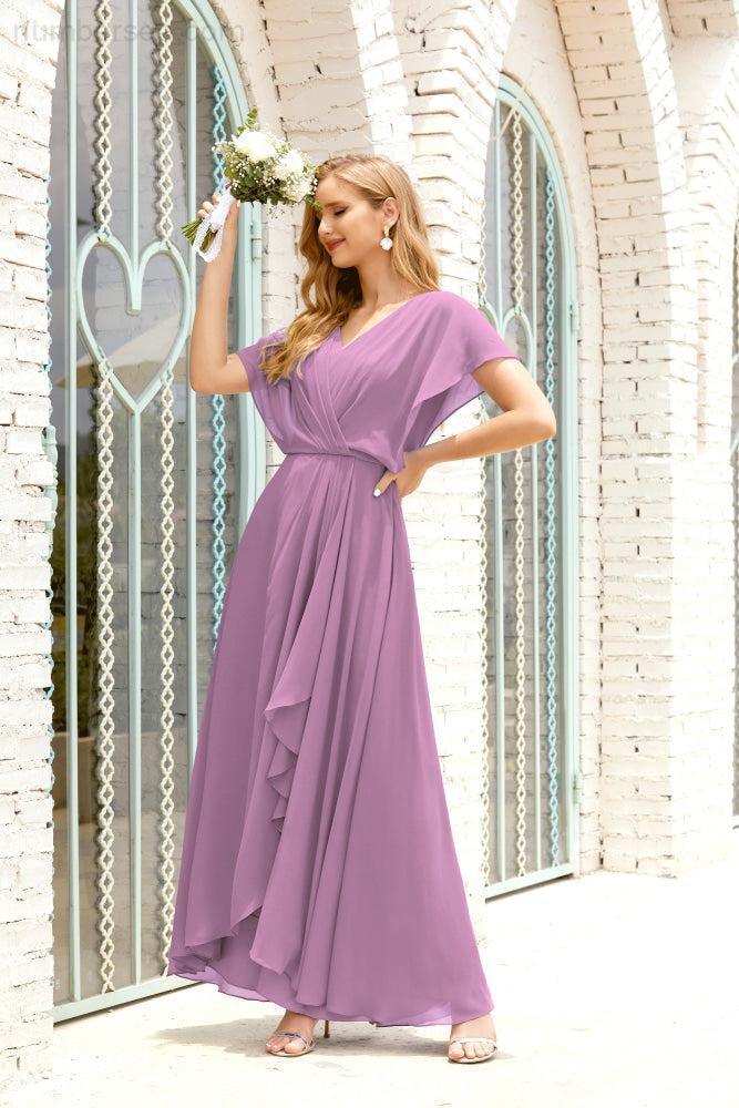 Robe de la Mère de la Mariée Grande Taille Col en V Longueur Solennelle Robe de Bal Formelle pour Invité de Mariage 28020