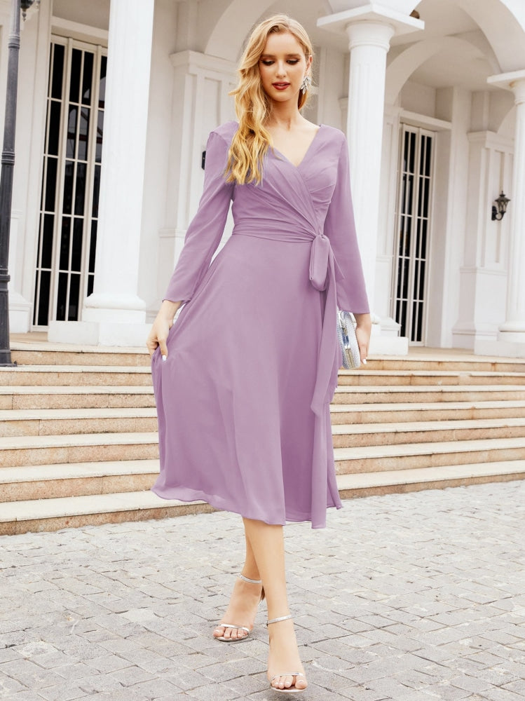 Bridesmaid Dress V-Back Waist Belt Mother of the Bride Wedding Guest SY28031