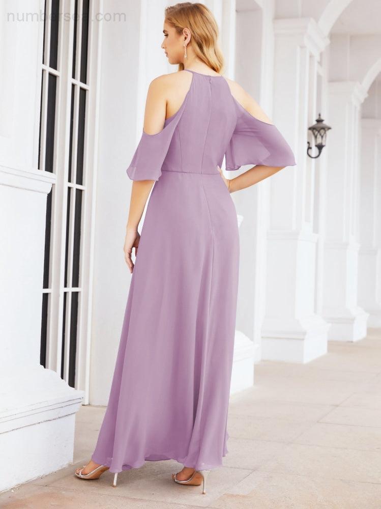 Robe de demoiselle d'honneur asymétrique, robe de soirée longue formelle ligne A 28074