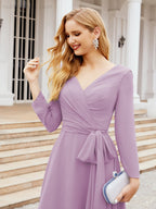 Bridesmaid Dress V-Back Waist Belt Mother of the Bride Wedding Guest SY28031